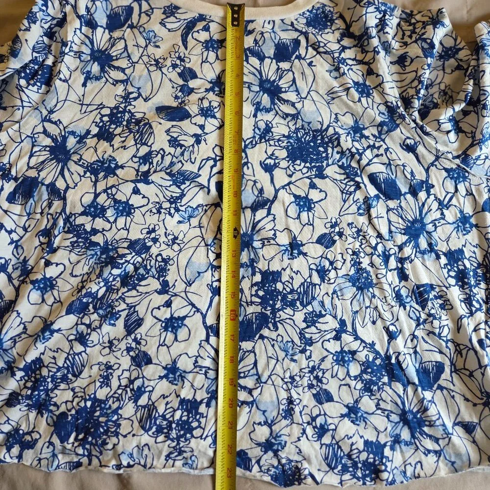 Maeve Sonal Nathwani Anthropologie Cotton Blue Flower Knit Top Plus Size 2X NWT - Picture 7 of 7